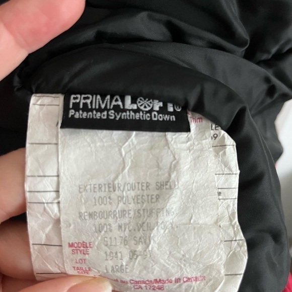 VINTAGE Synthetic Down Red Zip Coat Made in Canada Men’s Large Primaloft Jacket - Picture 7 of 7
